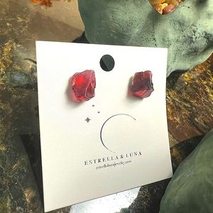 RAW GARNET GEMSTONE EARRINGS